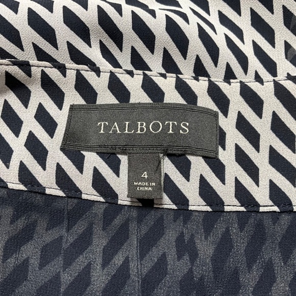 TALBOTS Chiffon Fully Lined Boxy Pleat Skirt Side Zipper Geometric Print US Sz 4 - Picture 4 of 8